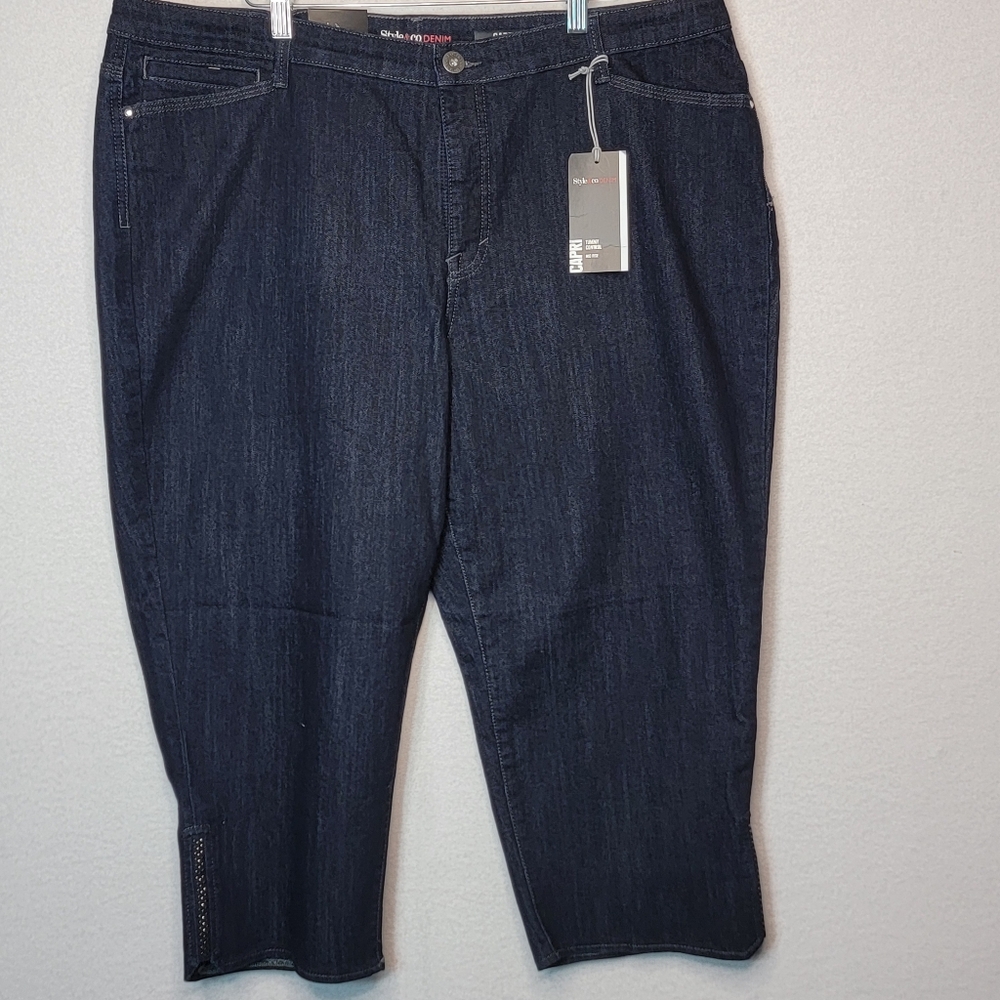 Style & Co. Women's Dark Blue Denim Capri Plus Size Jeans Size 20W